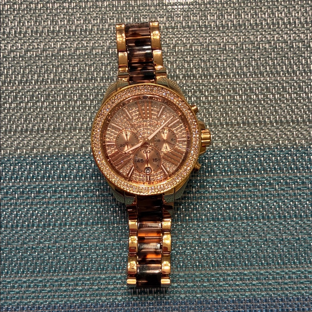 Michael Kors Gold and Brown Crystal Watch